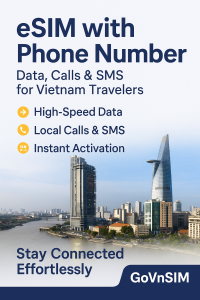 eSIM with Phone Number for Vietnam Travelers - Data, Calls, SMS & Instant Activation