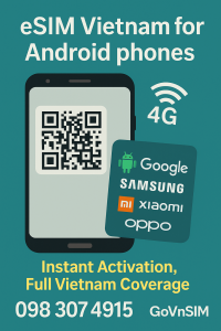 eSIM Vietnam for Android phones infographic – instant setup and full Vietnam coverage by GoVnSIM 