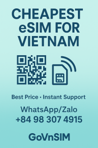 Cheapest eSIM for Vietnam infographic – price comparison and setup guide by GoVnSIM