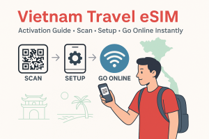 Vietnam Travel eSIM vs Physical SIM – Quick Comparison for Travelers (infographic with icons for instant activation, dual SIM, and security)