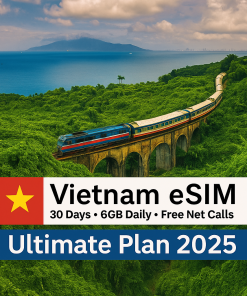 Vietnam eSIM 30 days Mobifone QR code for instant activation – 6GB/day, 500 free call minutes, local Vietnamese phone number