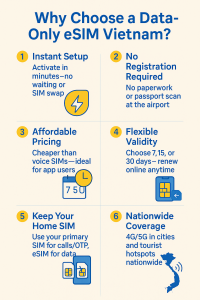 Why Choose a Data-Only eSIM Vietnam? – 6 Benefits