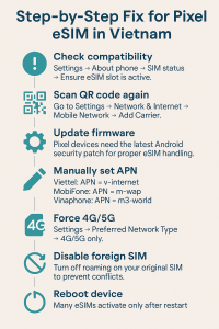 Step-by-Step Fix for Pixel eSIM in Vietnam