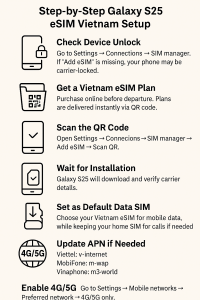 Step-by-Step Galaxy S25 eSIM Vietnam Setup