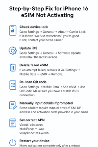 Step-by-Step Fix for iPhone 16 eSIM Not Activating