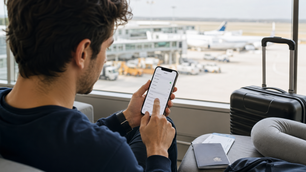 Traveler checking Vietnam eSIM compatibility before flying